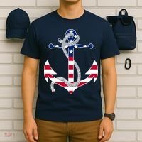 American Flag Patriotic Anchor - Memorial Day 4th Of July T-Shirt thumb 6