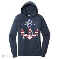 American Flag Patriotic Anchor - Memorial Day 4th Of July Women's Hoodie thumb 0
