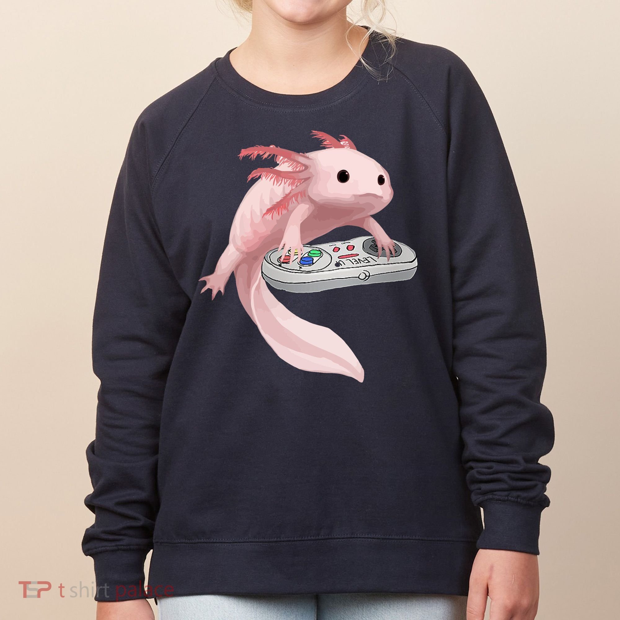 Axolotl Fish Playing Video Game Axolotl Lizard Gamers Women's Sweatshirt