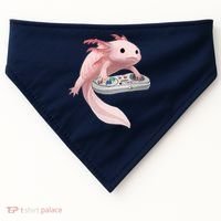 Axolotl Fish Playing Video Game Axolotl Lizard Gamers USA-Made Doggie Bandana thumb 0