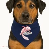 Axolotl Fish Playing Video Game Axolotl Lizard Gamers USA-Made Doggie Bandana thumb 1