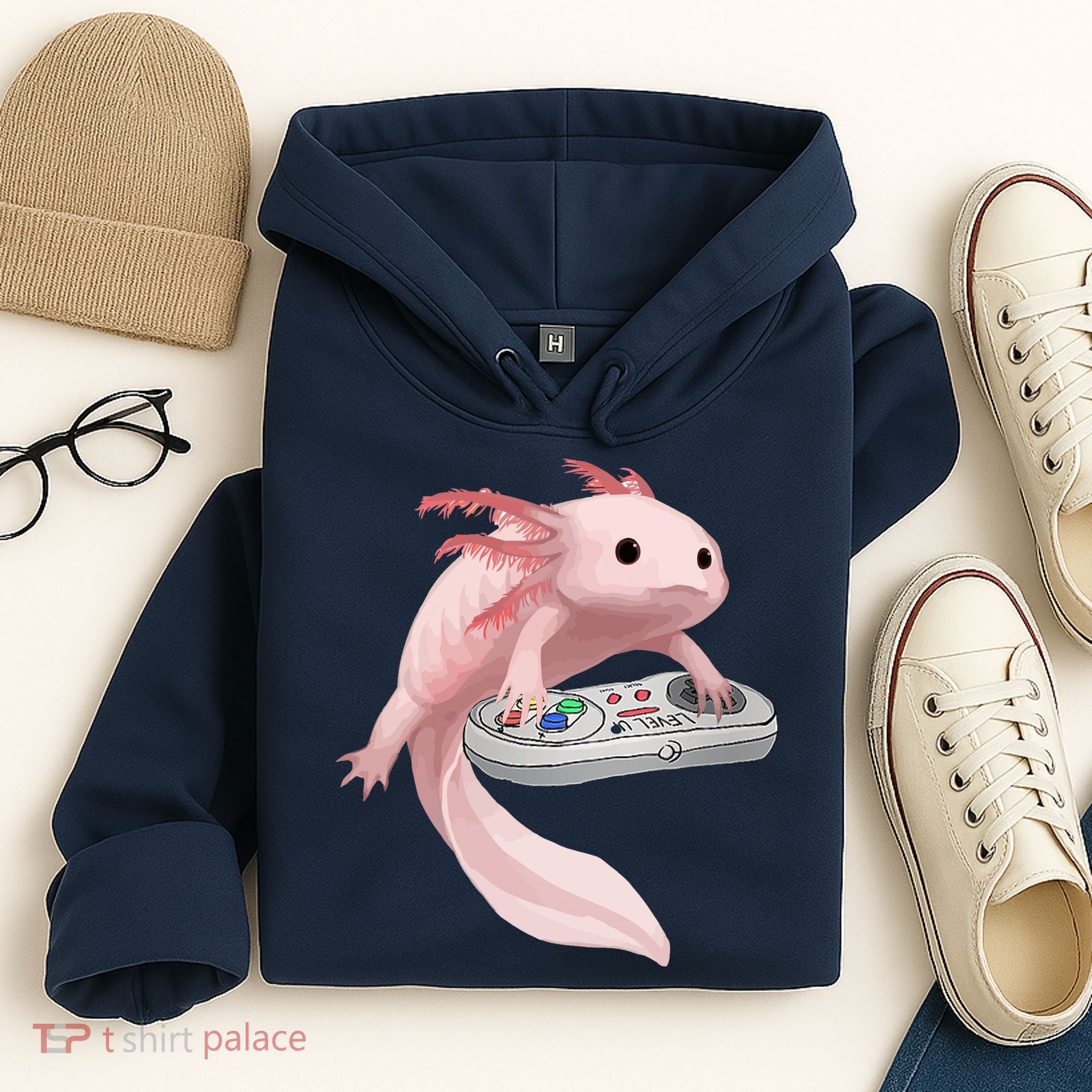 Axolotl Fish Playing Video Game Axolotl Lizard Gamers Hoodie