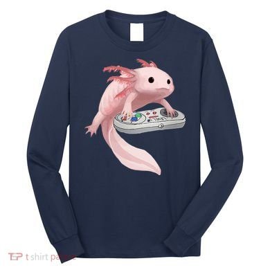 Axolotl Fish Playing Video Game Axolotl Lizard Gamers Long Sleeve Shirt