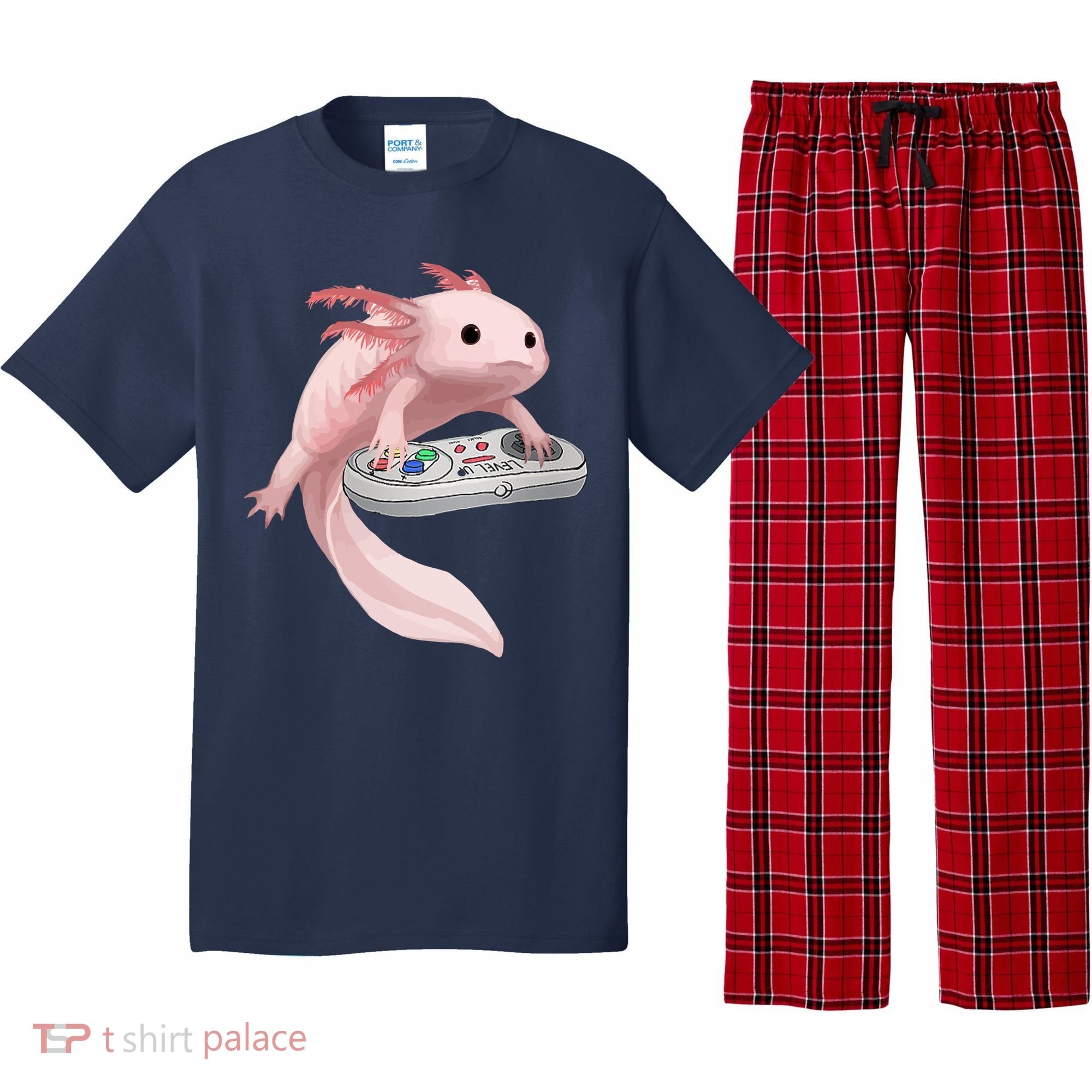 Axolotl Fish Playing Video Game Axolotl Lizard Gamers Pajama Set