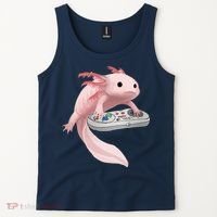 Axolotl Fish Playing Video Game Axolotl Lizard Gamers Tank Top thumb 2