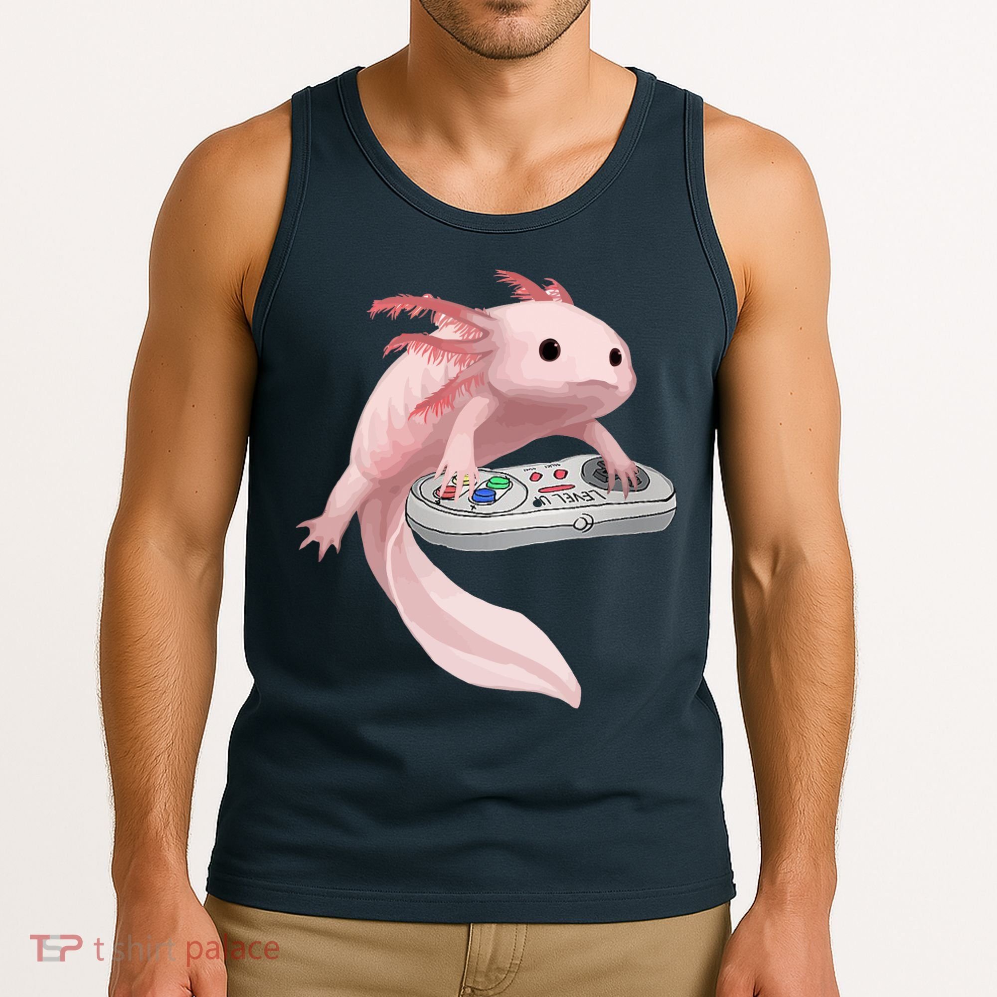 Axolotl Fish Playing Video Game Axolotl Lizard Gamers Tank Top