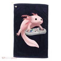 Axolotl Fish Playing Video Game Axolotl Lizard Gamers Golf Towel thumb 0
