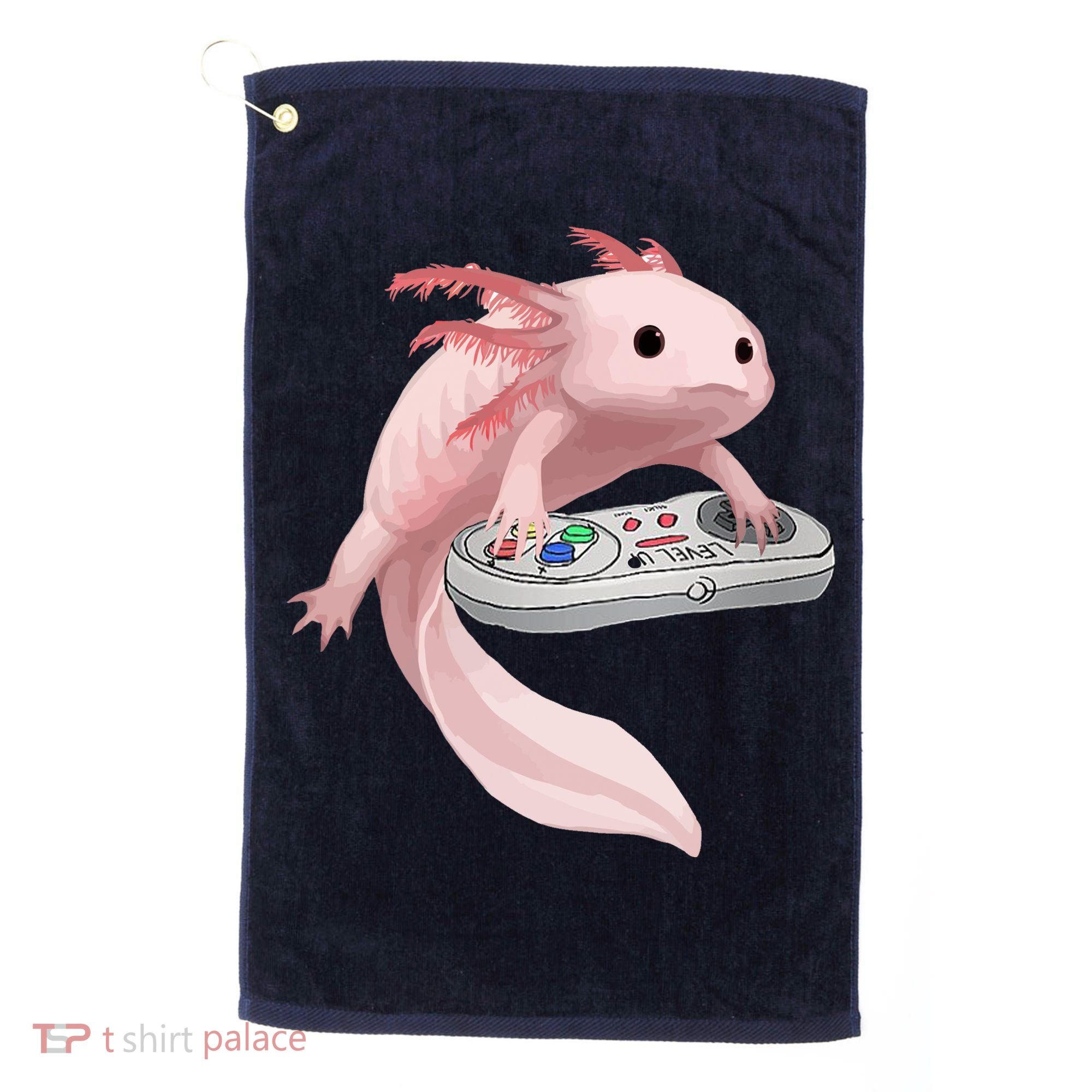 Axolotl Fish Playing Video Game Axolotl Lizard Gamers Golf Towel
