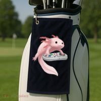 Axolotl Fish Playing Video Game Axolotl Lizard Gamers Golf Towel thumb 2