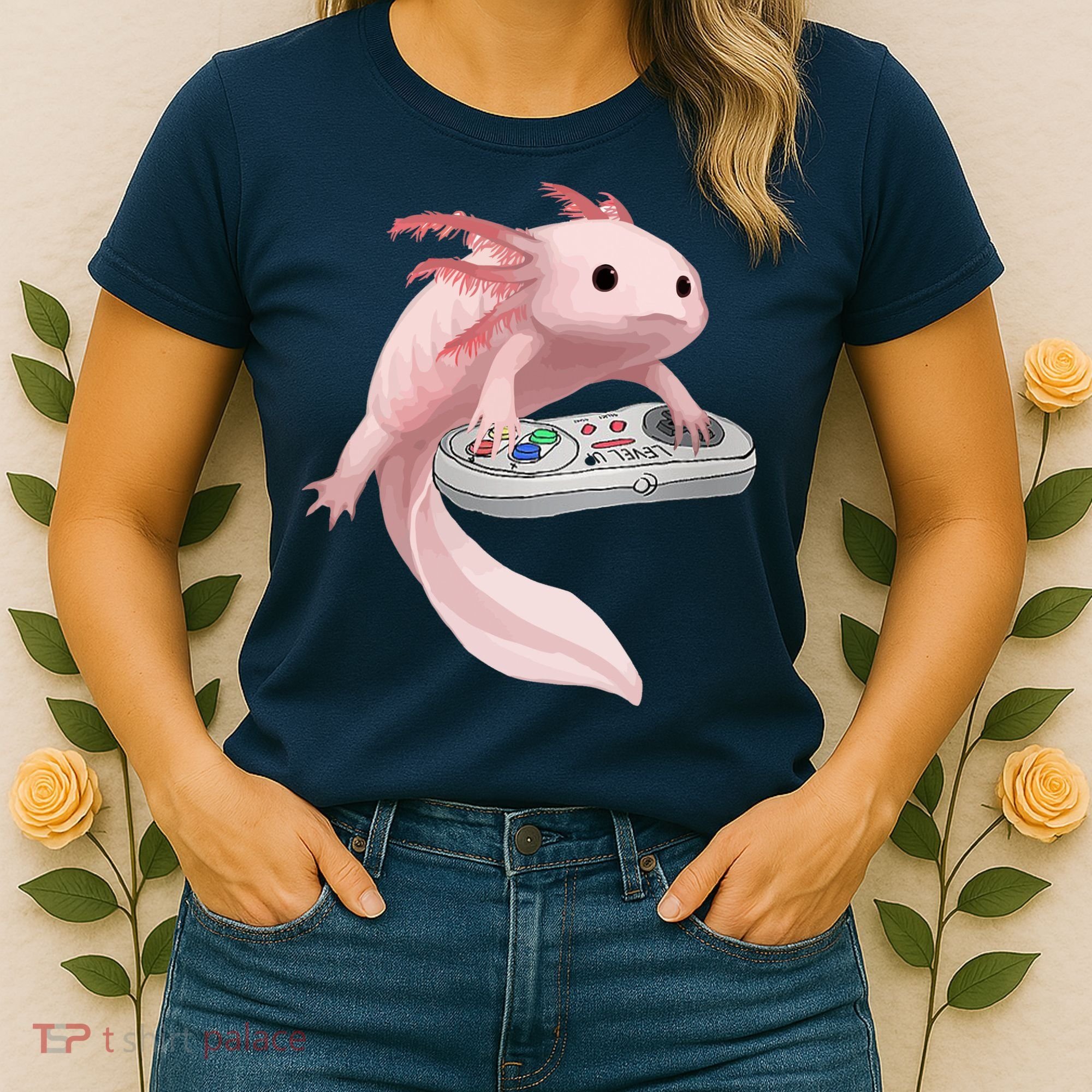 Axolotl Fish Playing Video Game Axolotl Lizard Gamers Women's T-Shirt