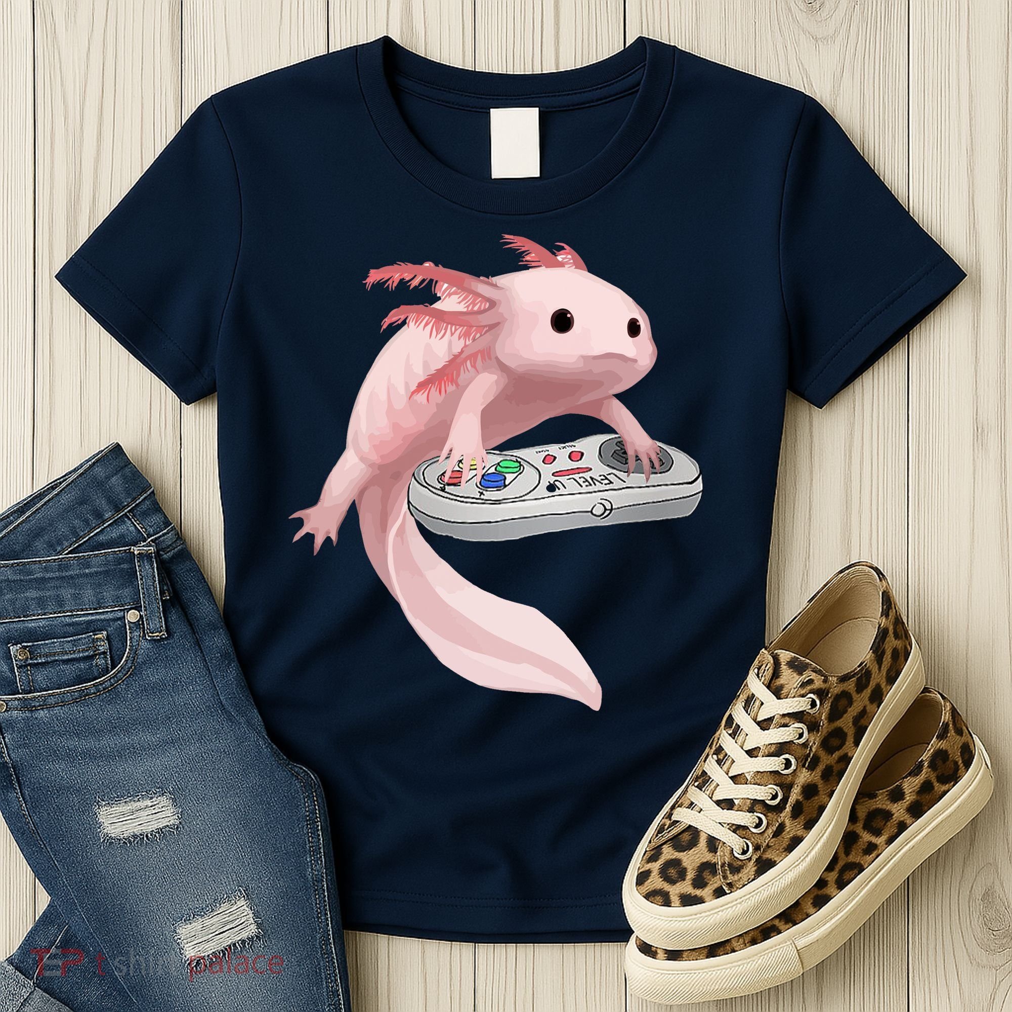 Axolotl Fish Playing Video Game Axolotl Lizard Gamers Women's T-Shirt