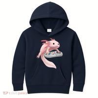 Axolotl Fish Playing Video Game Axolotl Lizard Gamers Kids Hoodie thumb 0