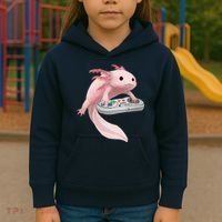Axolotl Fish Playing Video Game Axolotl Lizard Gamers Kids Hoodie thumb 3
