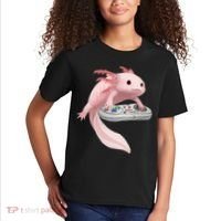 Axolotl Fish Playing Video Game Axolotl Lizard Gamers Kids T-Shirt thumb 2