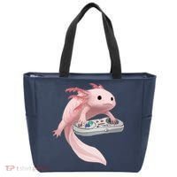 Axolotl Fish Playing Video Game Axolotl Lizard Gamers Tote Bag thumb 0