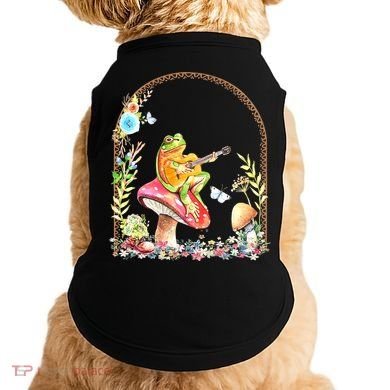 Aesthetic Frog Playing Guitar Mushroom Goblincore Doggie Tank