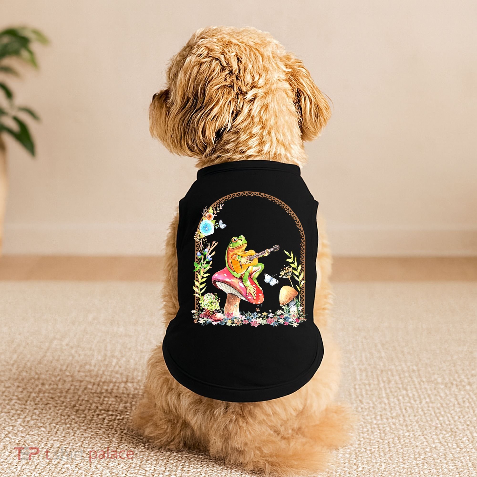 Aesthetic Frog Playing Guitar Mushroom Goblincore Doggie Tank
