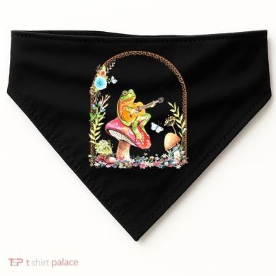 Aesthetic Frog Playing Guitar Mushroom Goblincore USA-Made Doggie Bandana