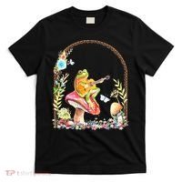 Aesthetic Frog Playing Guitar Mushroom Goblincore T-Shirt thumb 0
