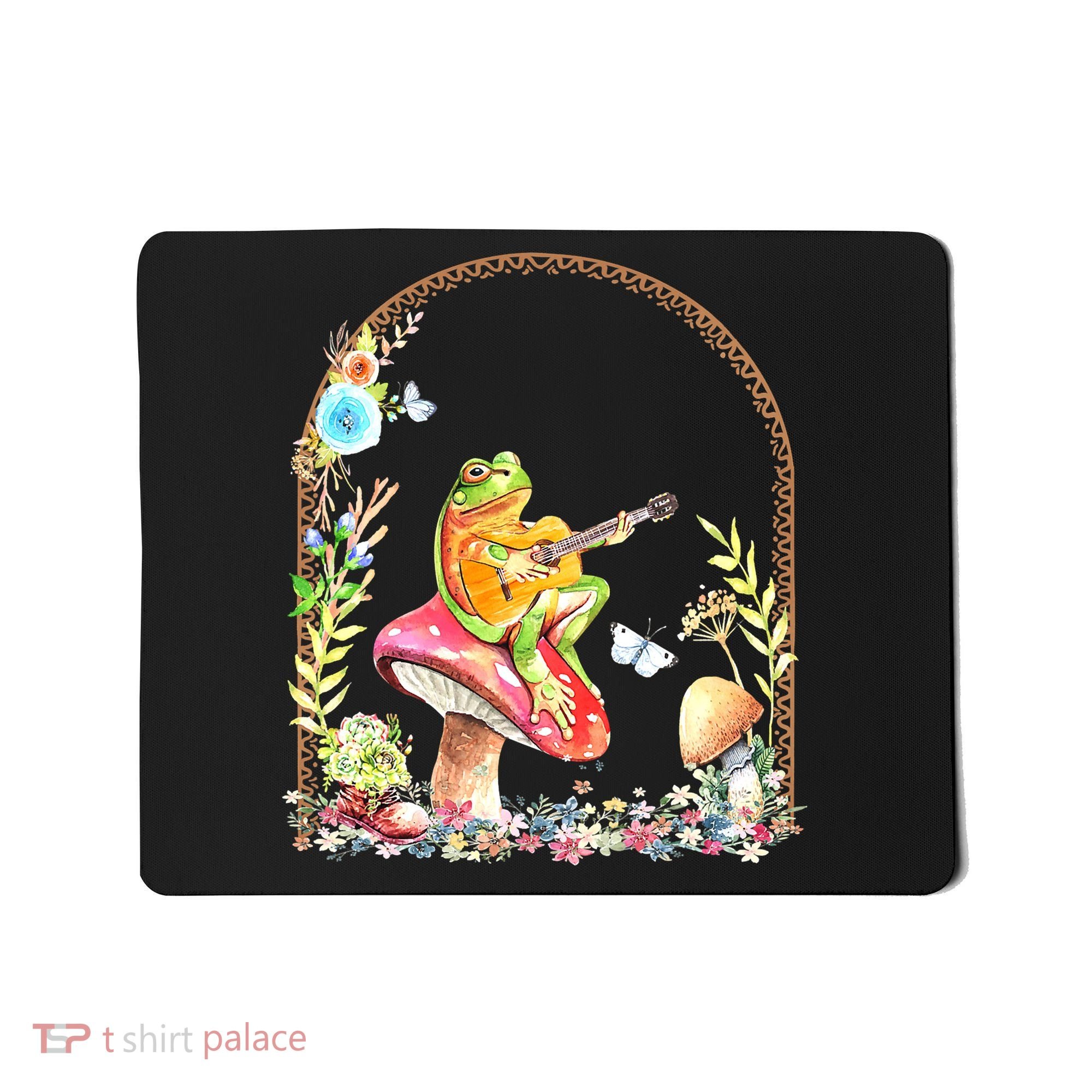 Aesthetic Frog Playing Guitar Mushroom Goblincore Mousepad