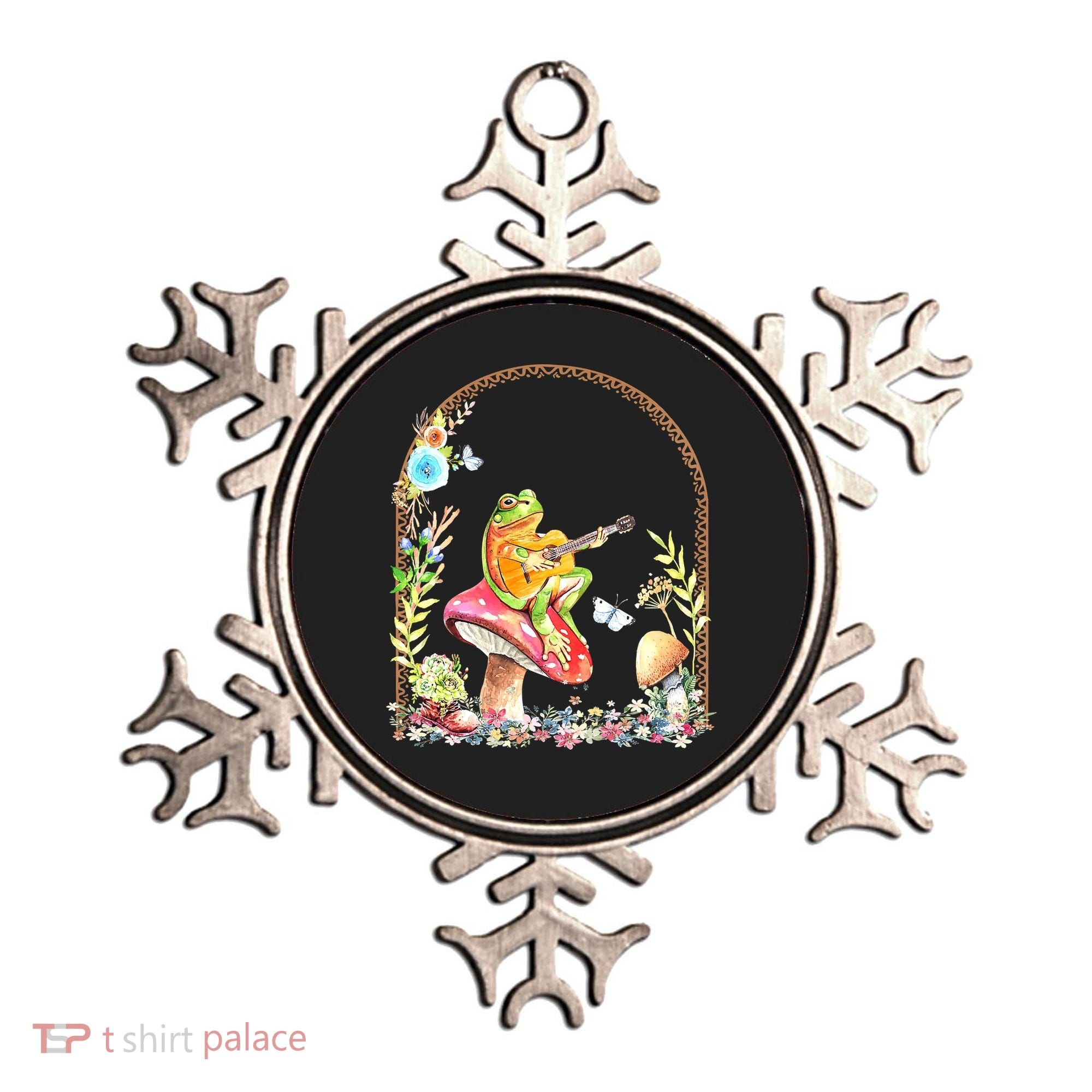 Aesthetic Frog Playing Guitar Mushroom Goblincore Ornament