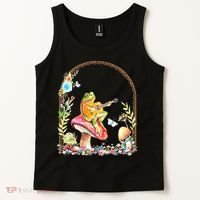 Aesthetic Frog Playing Guitar Mushroom Goblincore Tank Top thumb 2