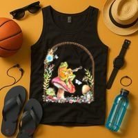 Aesthetic Frog Playing Guitar Mushroom Goblincore Tank Top thumb 4