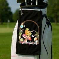 Aesthetic Frog Playing Guitar Mushroom Goblincore Golf Towel thumb 2