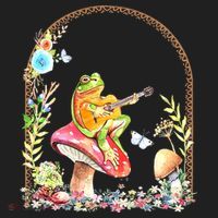 Aesthetic Frog Playing Guitar Mushroom Goblincore Golf Towel thumb 3