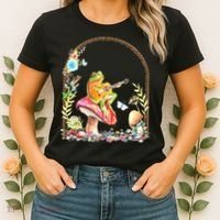 Aesthetic Frog Playing Guitar Mushroom Goblincore Women's T-Shirt thumb 2