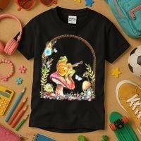 Aesthetic Frog Playing Guitar Mushroom Goblincore Kids T-Shirt thumb 3