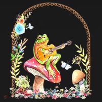 Aesthetic Frog Playing Guitar Mushroom Goblincore Tote Bag thumb 4
