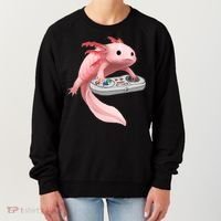 Axolotl Fish Playing Video Game White-Axolotl Lizard Gamers Women's Sweatshirt thumb 0