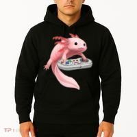 Axolotl Fish Playing Video Game White-Axolotl Lizard Gamers Hoodie thumb 2