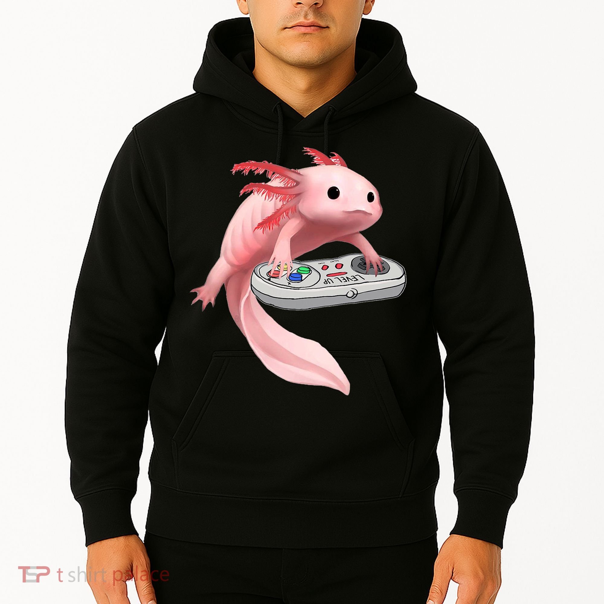 Axolotl Fish Playing Video Game White-Axolotl Lizard Gamers Hoodie