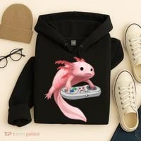 Axolotl Fish Playing Video Game White-Axolotl Lizard Gamers Hoodie thumb 4