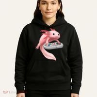 Axolotl Fish Playing Video Game White-Axolotl Lizard Gamers Hoodie thumb 5
