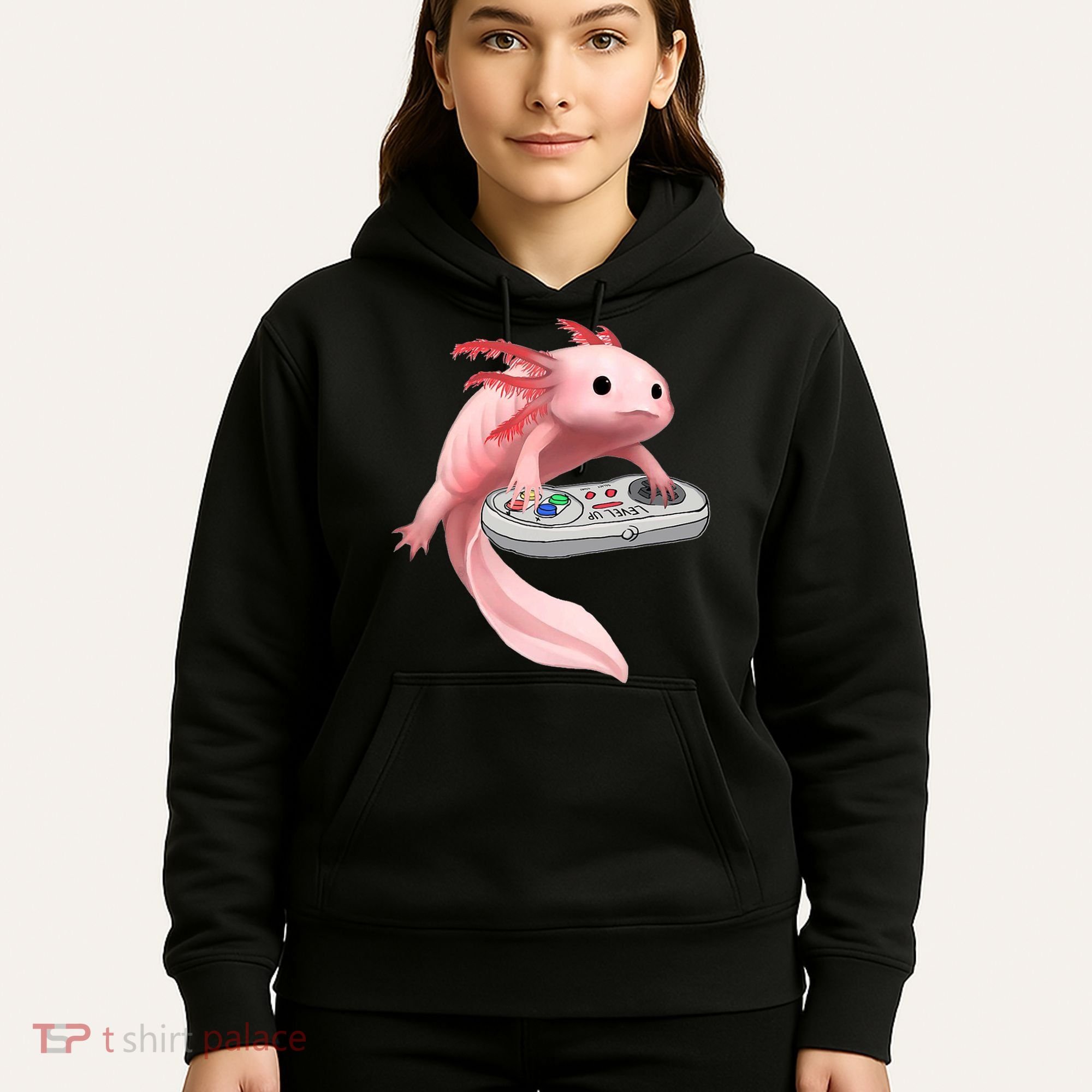 Axolotl Fish Playing Video Game White-Axolotl Lizard Gamers Hoodie