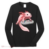 Axolotl Fish Playing Video Game White-Axolotl Lizard Gamers Long Sleeve Shirt thumb 0