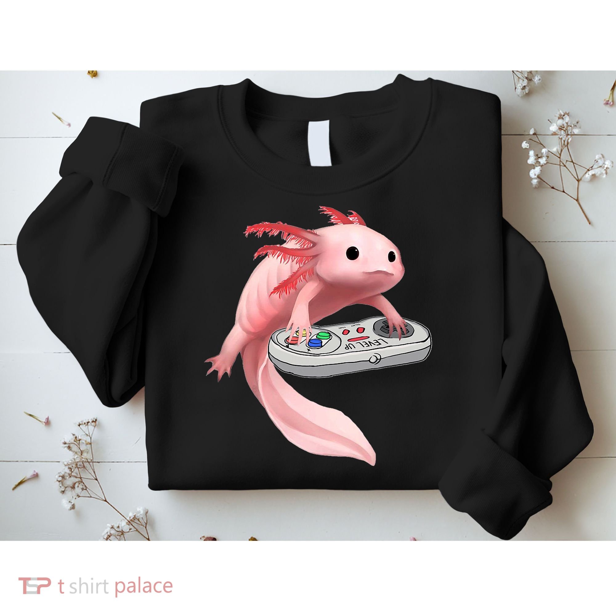 Axolotl Fish Playing Video Game White-Axolotl Lizard Gamers Sweatshirt