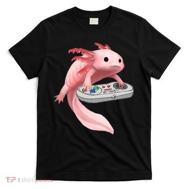 Axolotl Fish Playing Video Game White-Axolotl Lizard Gamers T-Shirt