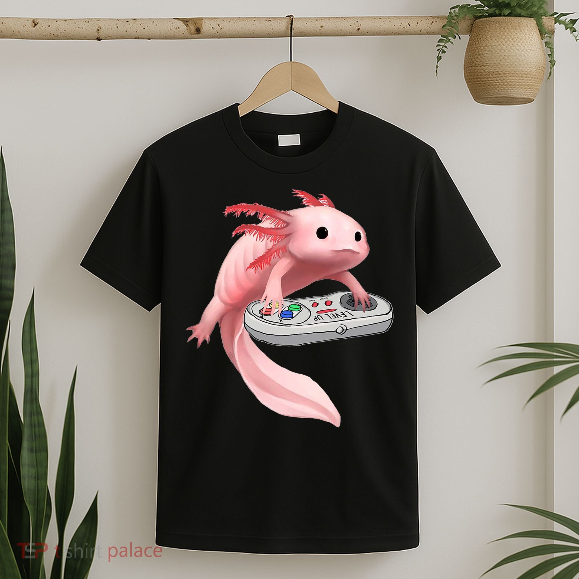 Axolotl Fish Playing Video Game White-Axolotl Lizard Gamers T-Shirt