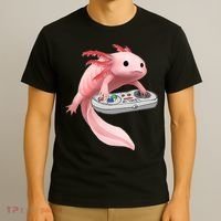 Axolotl Fish Playing Video Game White-Axolotl Lizard Gamers T-Shirt thumb 3