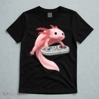 Axolotl Fish Playing Video Game White-Axolotl Lizard Gamers T-Shirt thumb 5