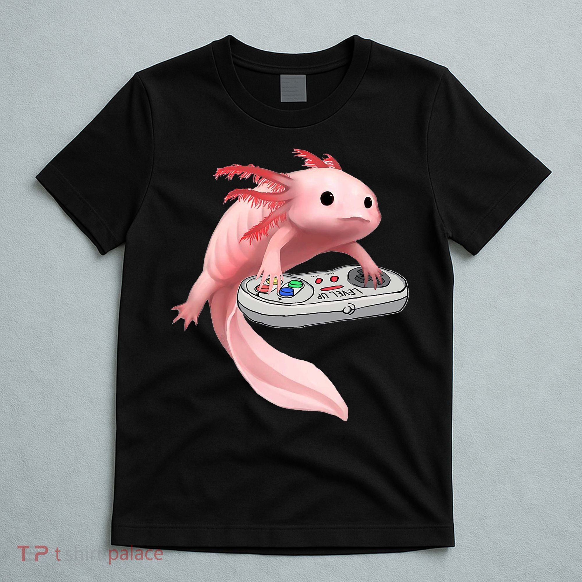 Axolotl Fish Playing Video Game White-Axolotl Lizard Gamers T-Shirt