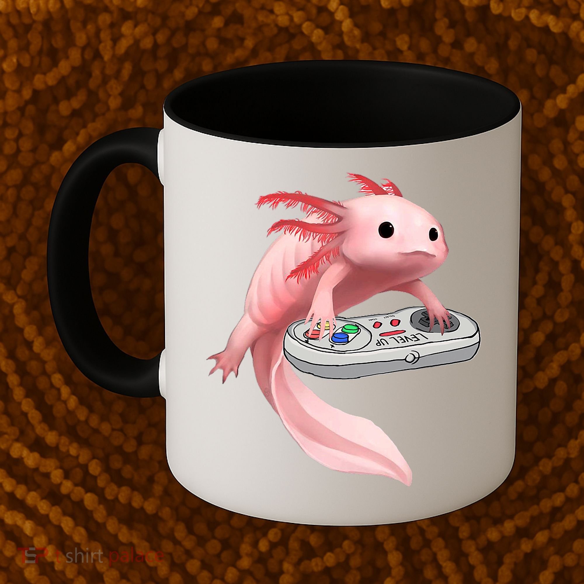 Axolotl Fish Playing Video Game White-Axolotl Lizard Gamers Coffee Mug