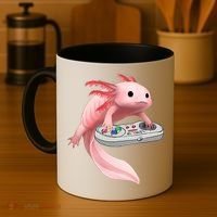 Axolotl Fish Playing Video Game White-Axolotl Lizard Gamers Coffee Mug thumb 4