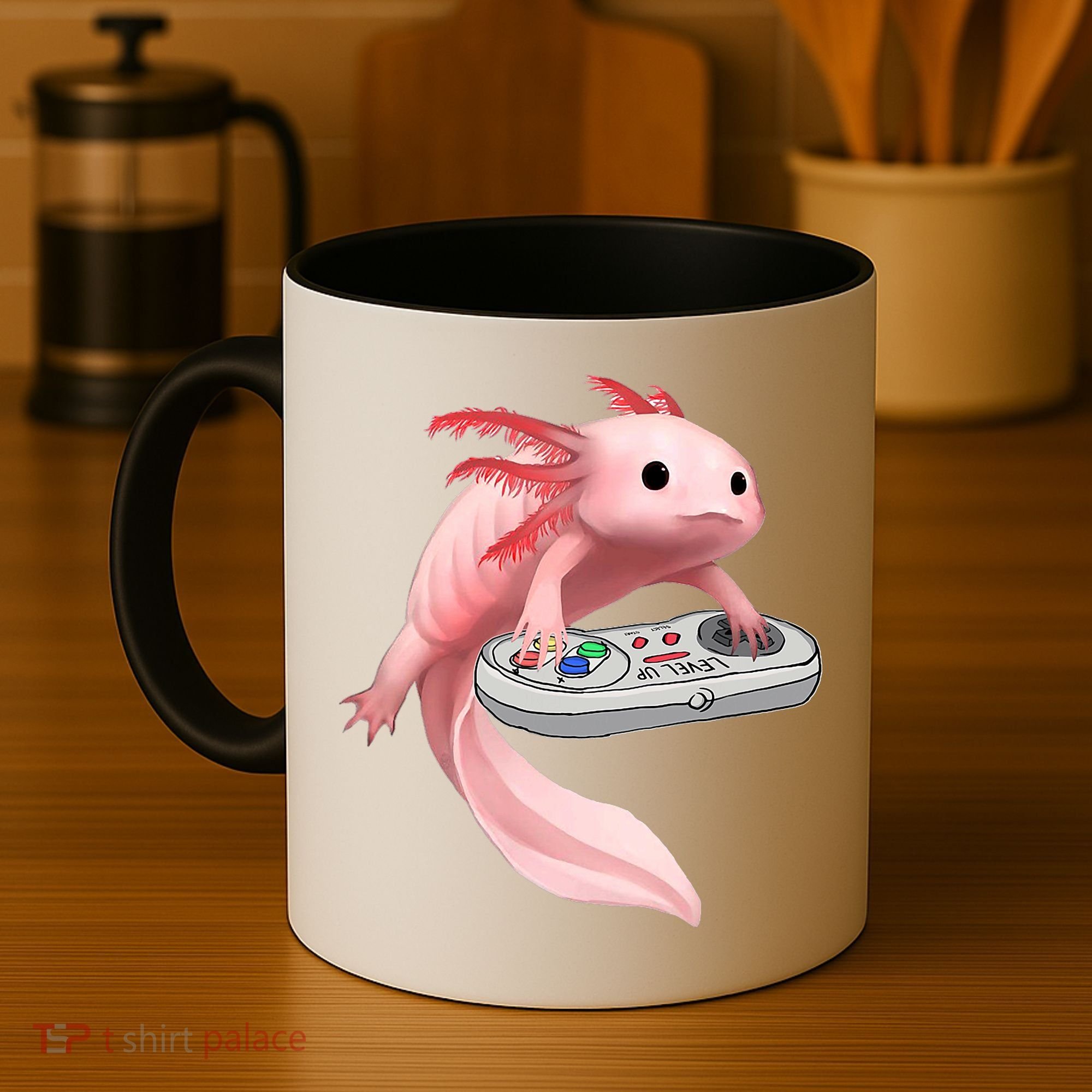 Axolotl Fish Playing Video Game White-Axolotl Lizard Gamers Coffee Mug