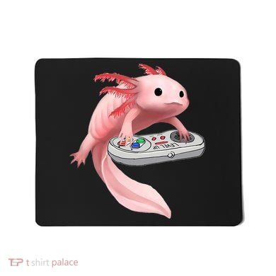 Axolotl Fish Playing Video Game White-Axolotl Lizard Gamers Mousepad