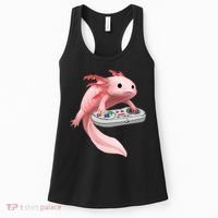 Axolotl Fish Playing Video Game White-Axolotl Lizard Gamers Women's Tank Top thumb 0